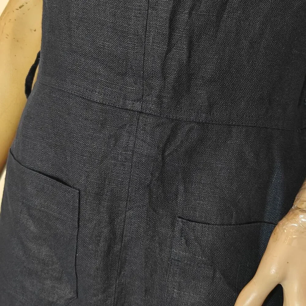 Tory Burch Navy Linen Sleeveless Shift Dress Size 4 – Pockets & Zip Detail